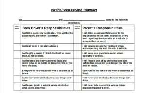 Teen Driving Contracts 105